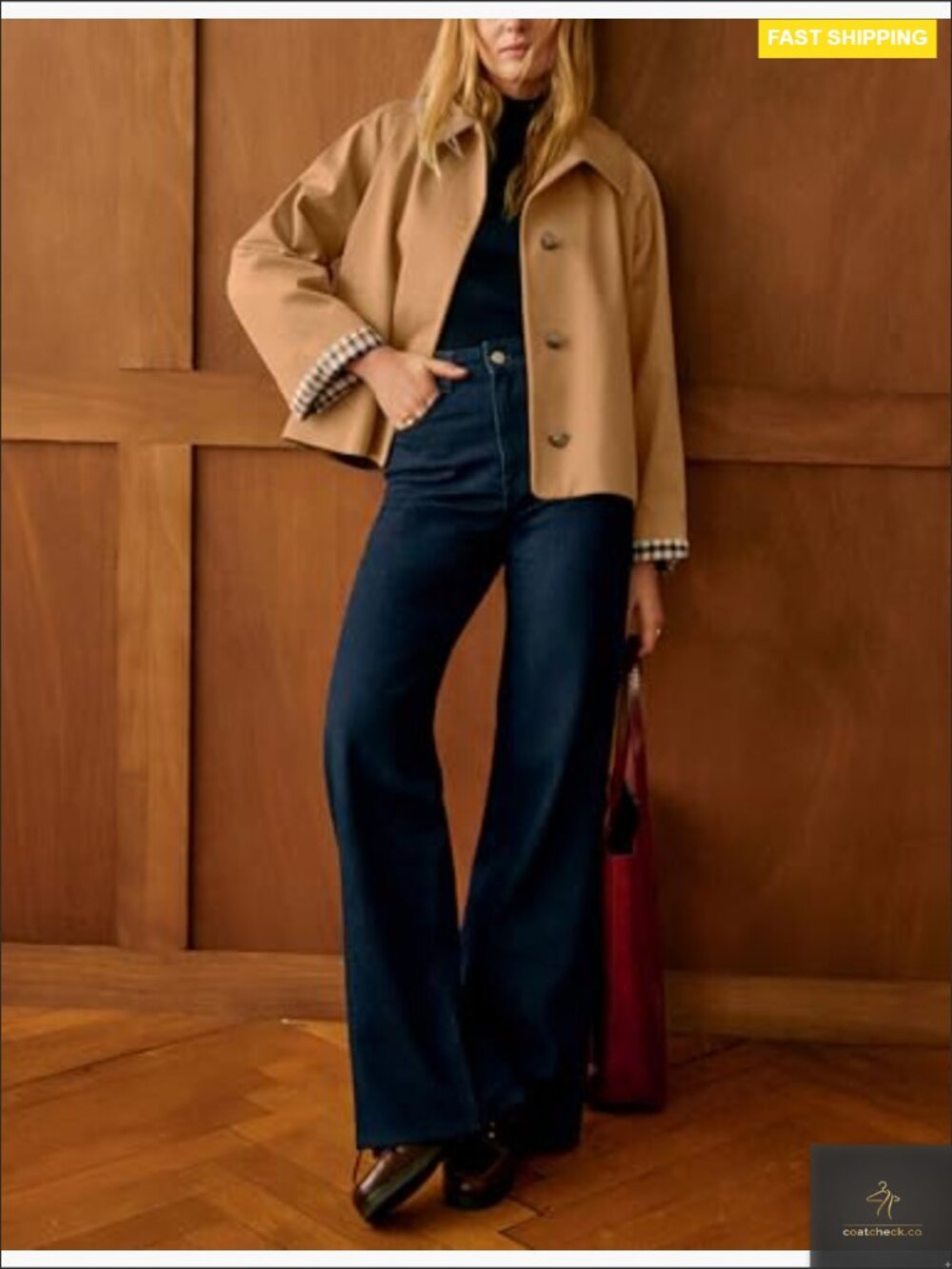 Women's Casual Jacket Lightweight Structured Trench Style Button Front with - Picture 3 of 7